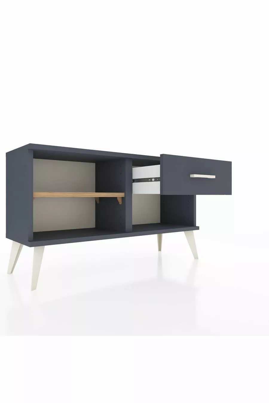 Commode Arges à une étagère et un tiroir Anthracite-Pin/Anthracite