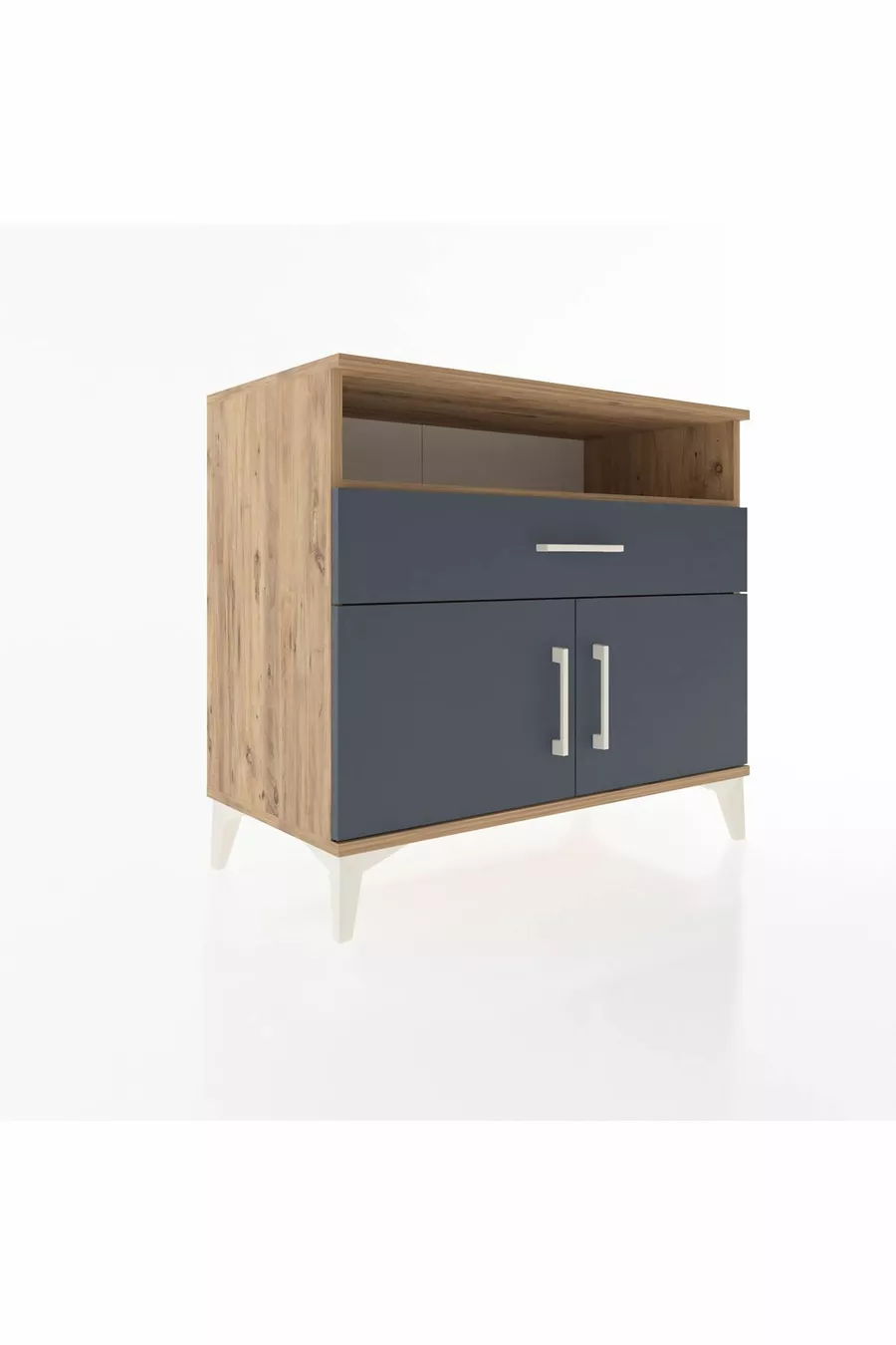 Commode Hyperion avec 2 étagères, 1 tiroir et 2 portes, pin-anthracite
