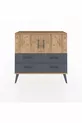Commode Arges 2 étagères, 4 tiroirs, 2 portes, Pin/Anthracite