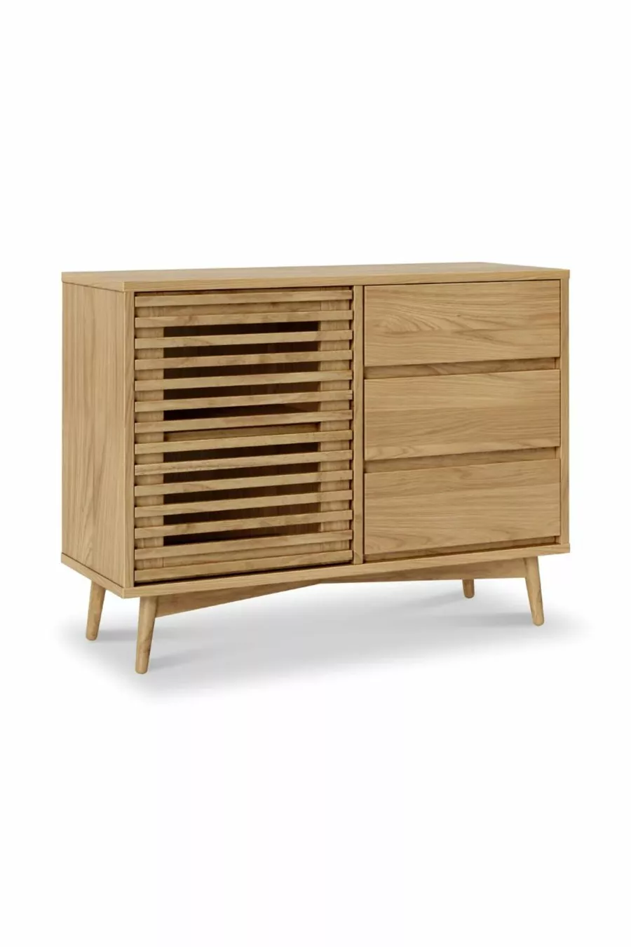 Console en bois naturel Ligna - Avec porte et 3 tiroirs
