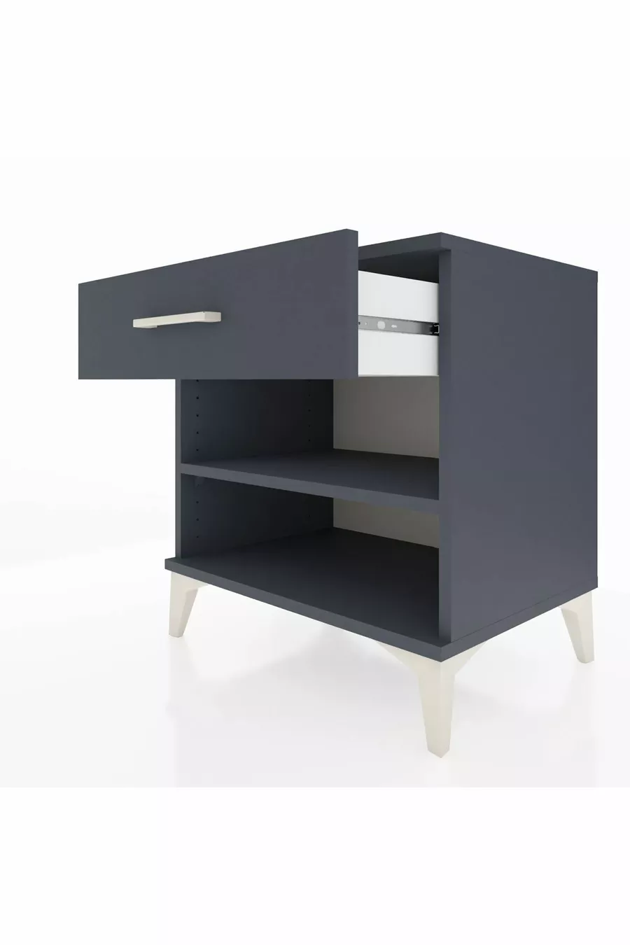Table de chevet Hyperion avec une étagère et un tiroir, anthracite-anthracite