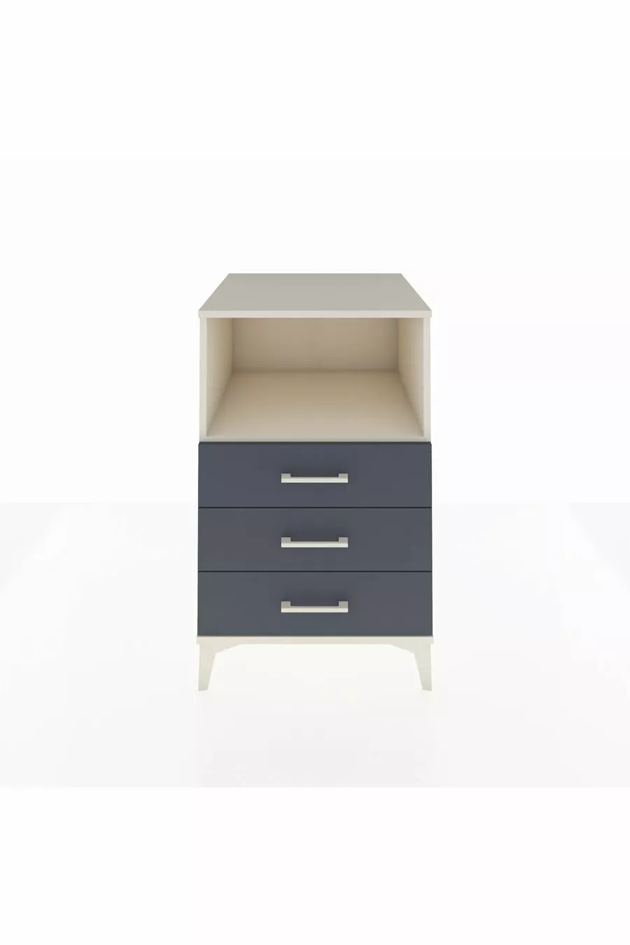 Table de chevet Kronos avec une étagère et 3 tiroirs, Aigue-marine-Anthracite