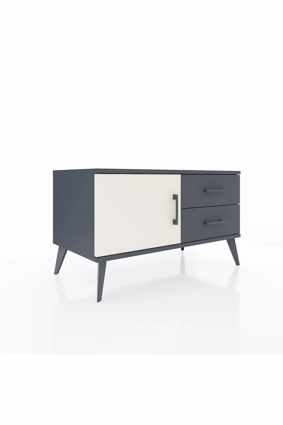 Commode Hyperion à une étagère, 2 tiroirs et une porte, Anthracite-Pierre de lune/Anthracite