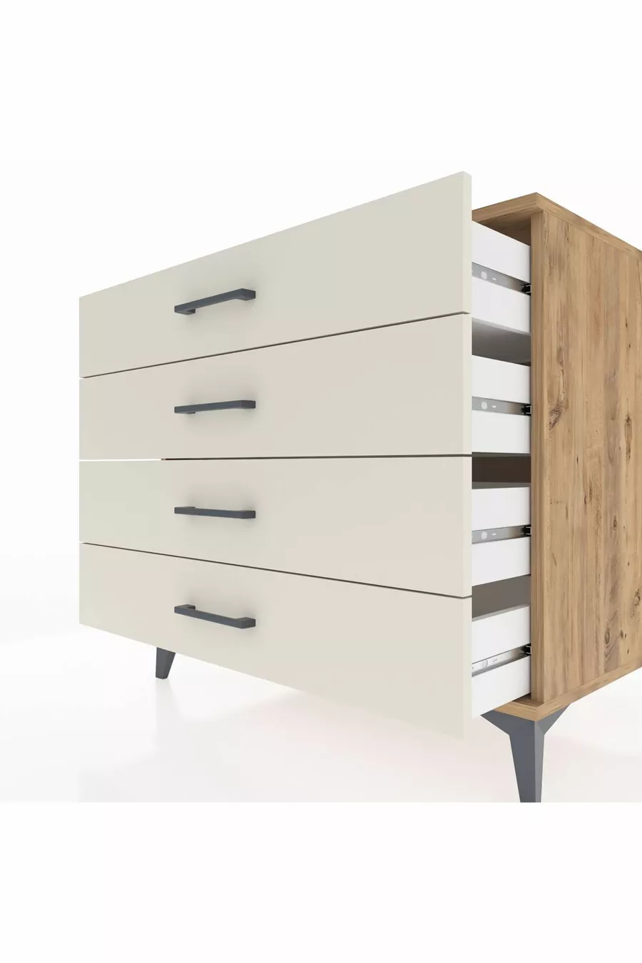 Commode Kronos à 4 tiroirs Pin-Pierre d'Agate
