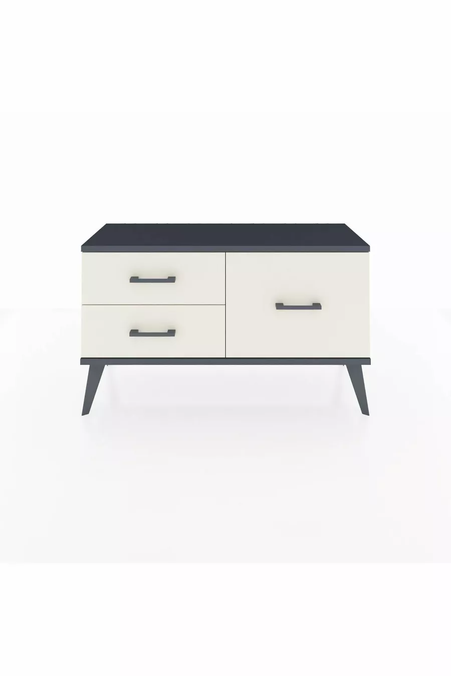 Commode Arges 3 étagères Anthracite-Anthracite/Gris pierre