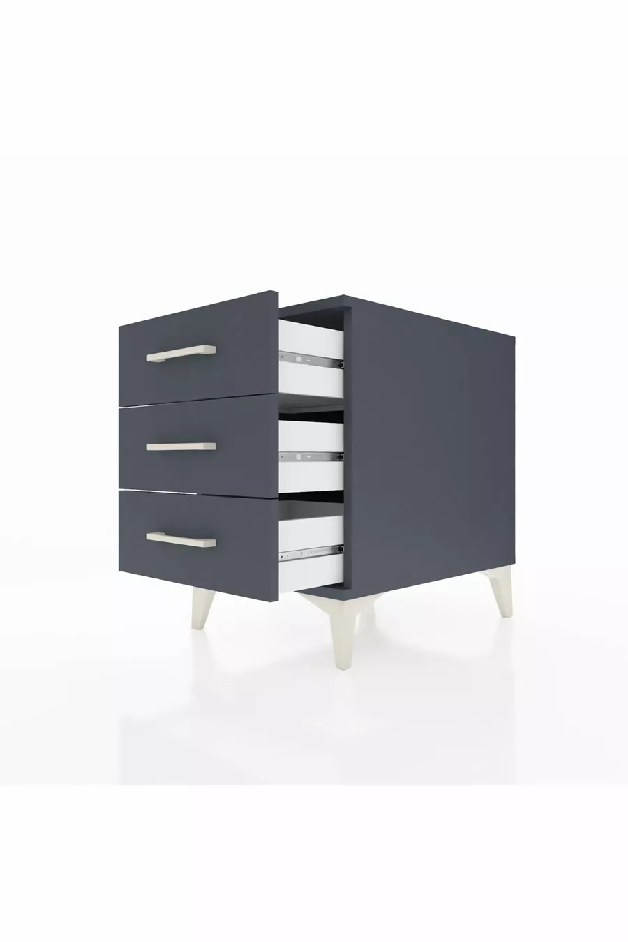 Table de chevet Kronos à 3 tiroirs Anthracite-Anthracite