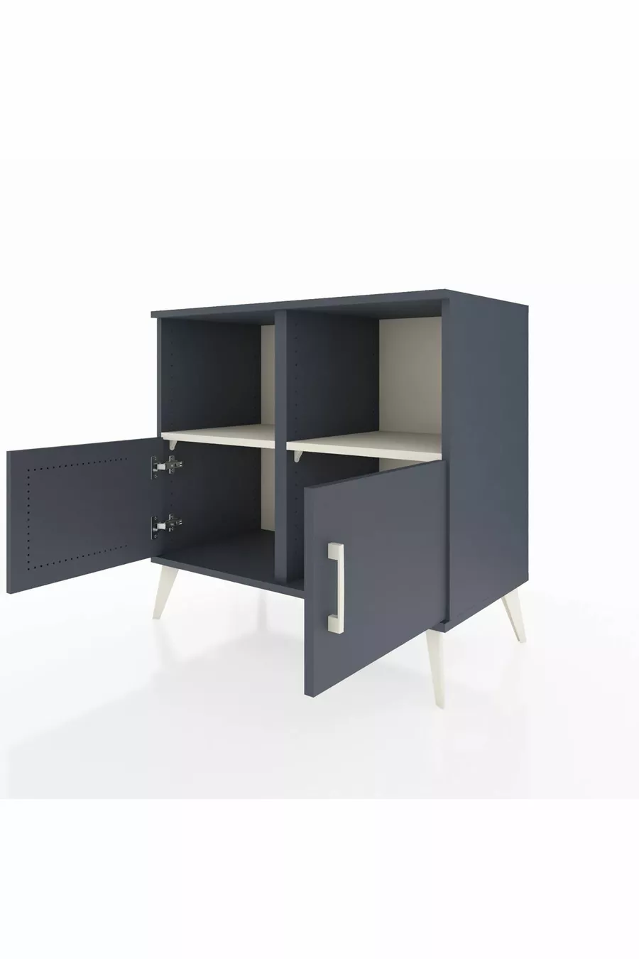 Commode Hyperion 2 étagères 2 portes Anthracite-Anthracite/Gris pierre