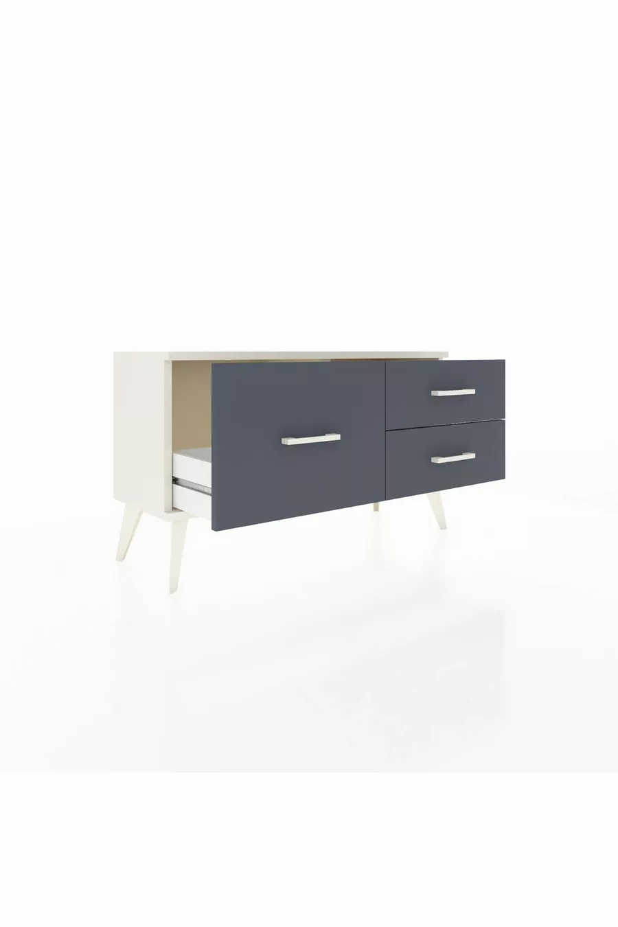 Commode Arges 3 tiroirs Pierre de lune/Pierre de lune/Anthracite