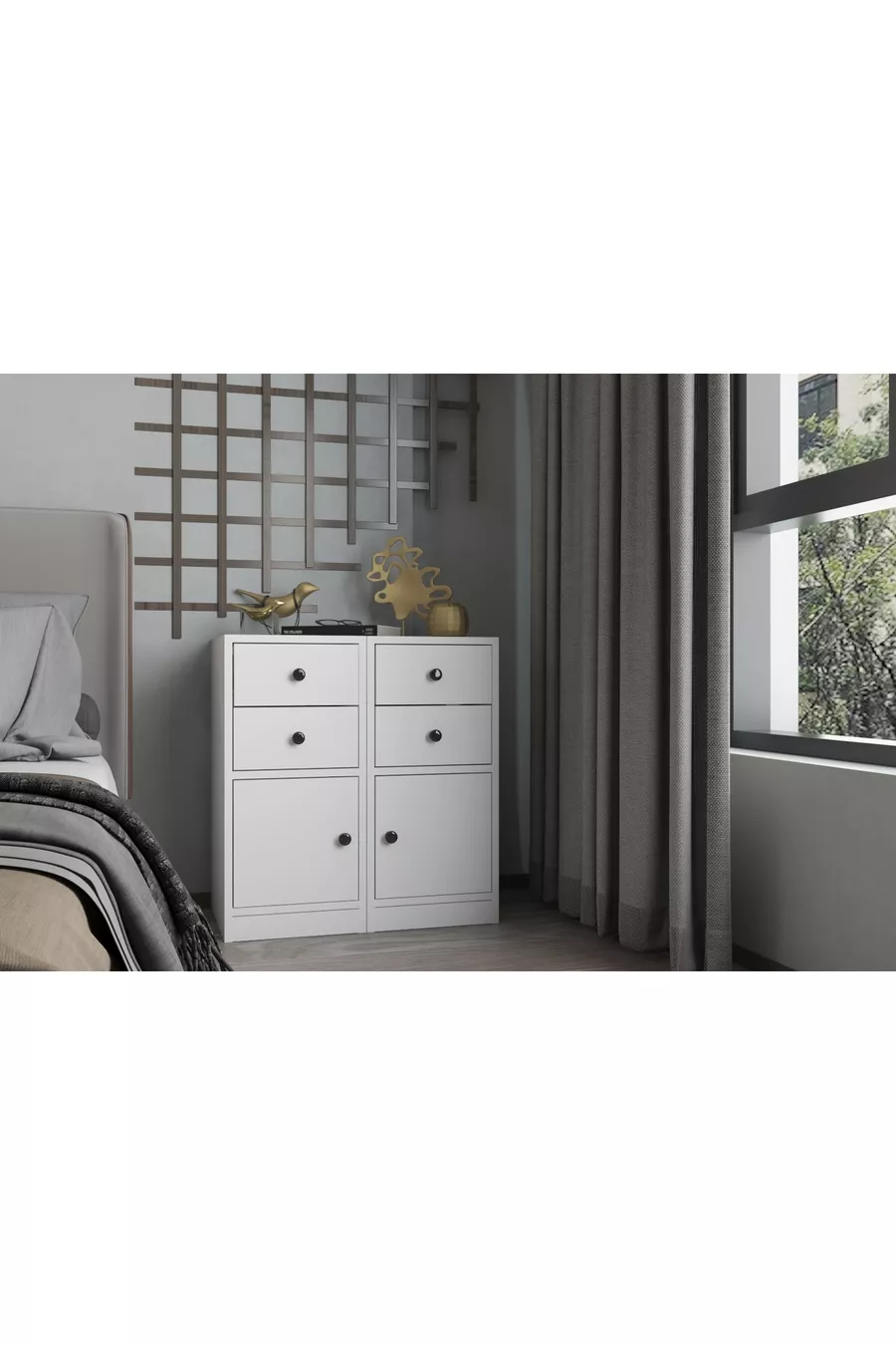 Commode modulaire à deux tiroirs + combinaison d'armoire avec porte