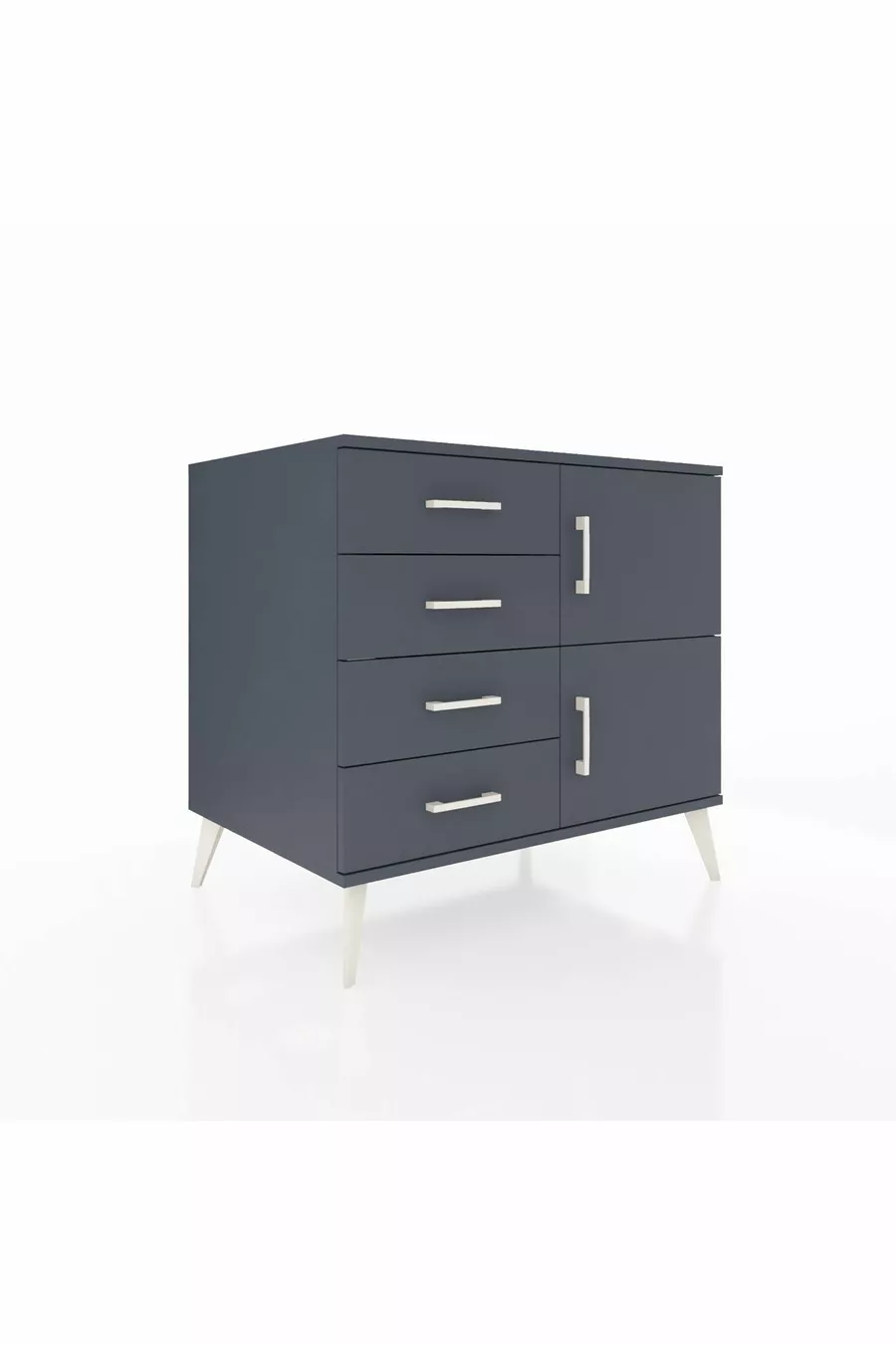 Commode Kronos avec une étagère, 4 tiroirs et 2 portes, Anthracite-Anthracite