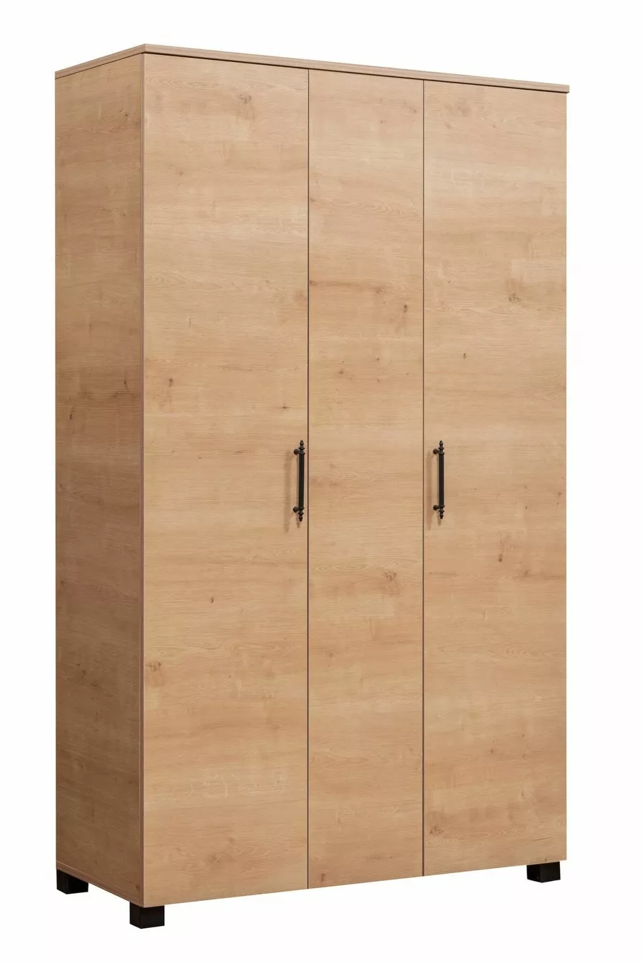 Lit superposé, Lit superposé Aura avec bureau et armoire à 3 portes, Noyer clair
