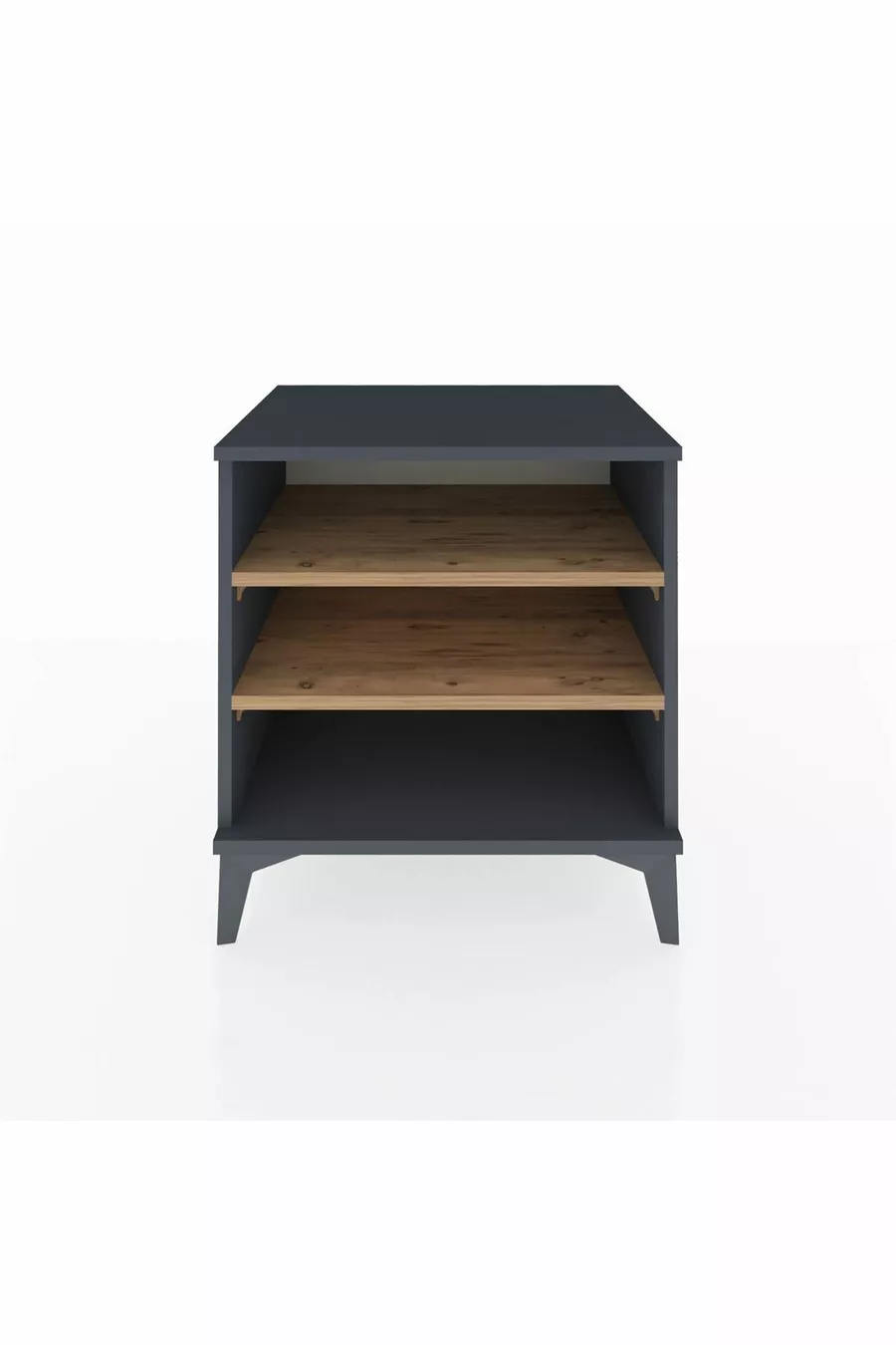 Chevet Hyperion à 2 étagères Anthracite-Bois de pin