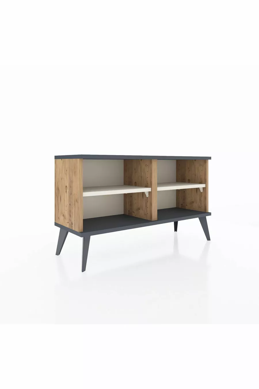 Commode Arges 2 étagères Pin-Anthracite / Pierre de lune
