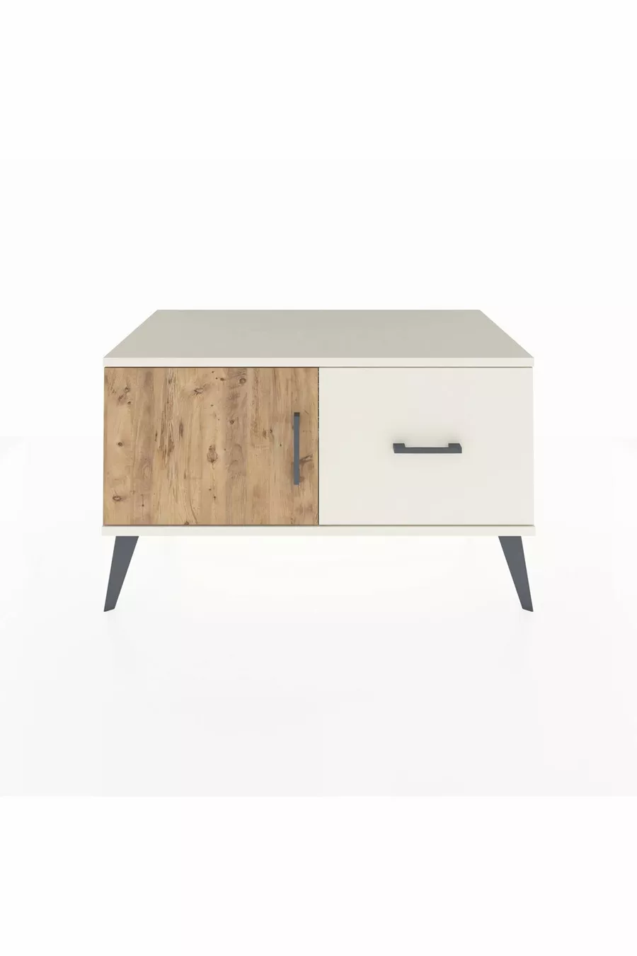 Commode Hyperion avec une étagère, un tiroir et une porte, coloris Pierre de Lune/Pin