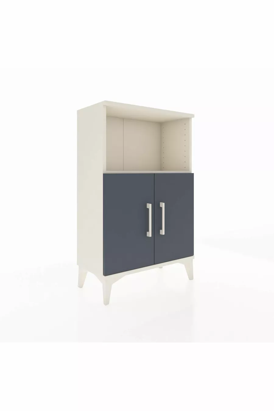 Table de chevet Arges 2 étagères 2 portes Pierre de lune - Anthracite