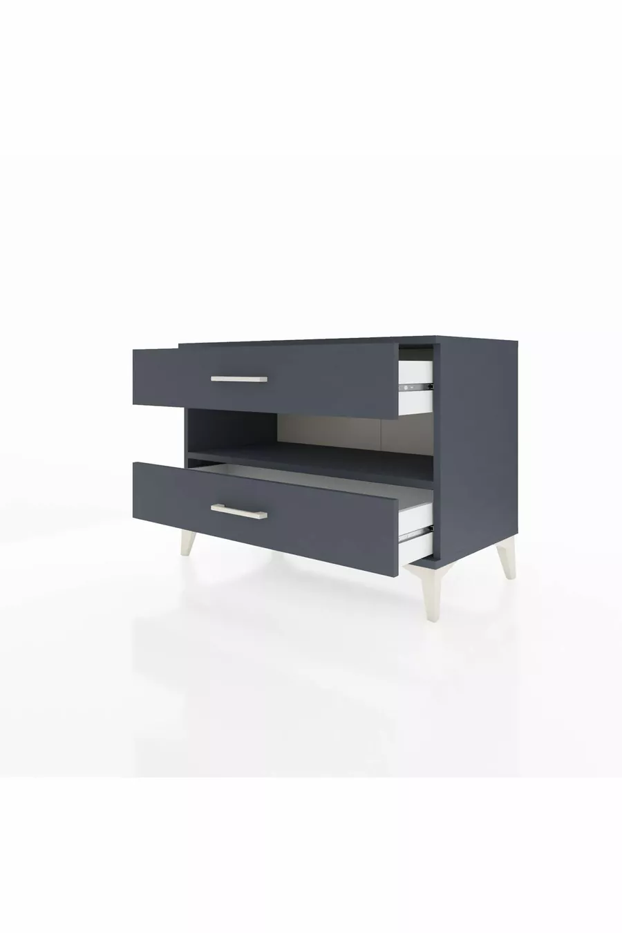 Commode Hyperion à une étagère et 2 tiroirs Anthracite-Anthracite