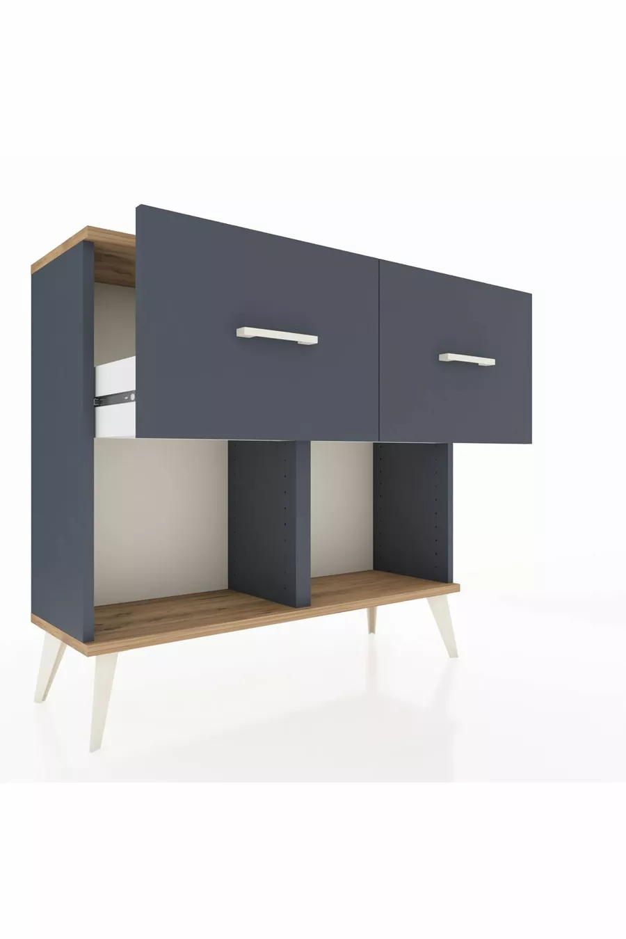 Commode Arges 2 tiroirs Anthracite-Cèdre/Anthracite