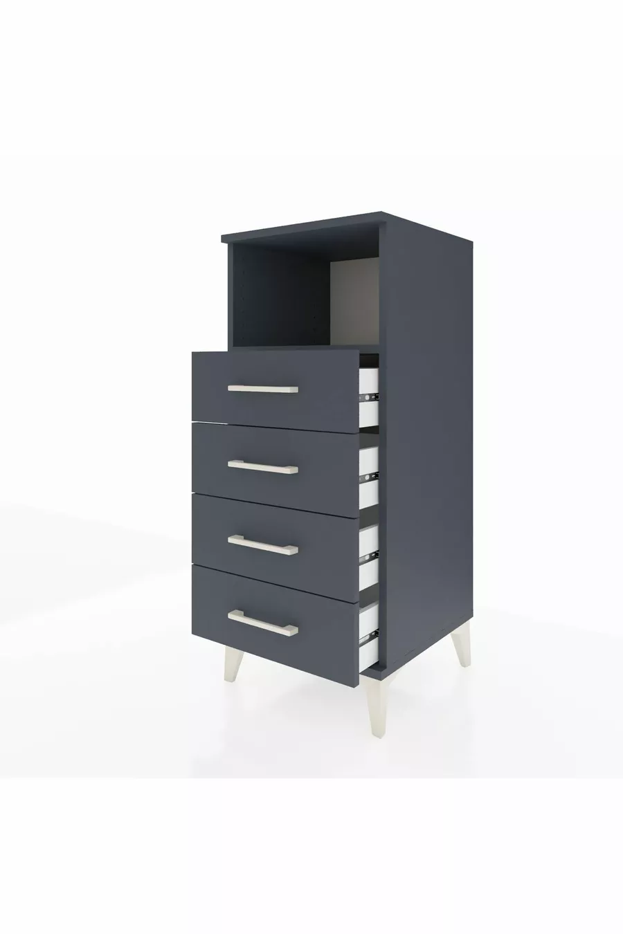 Chevet Hyperion à une étagère et quatre tiroirs Anthracite-Anthracite