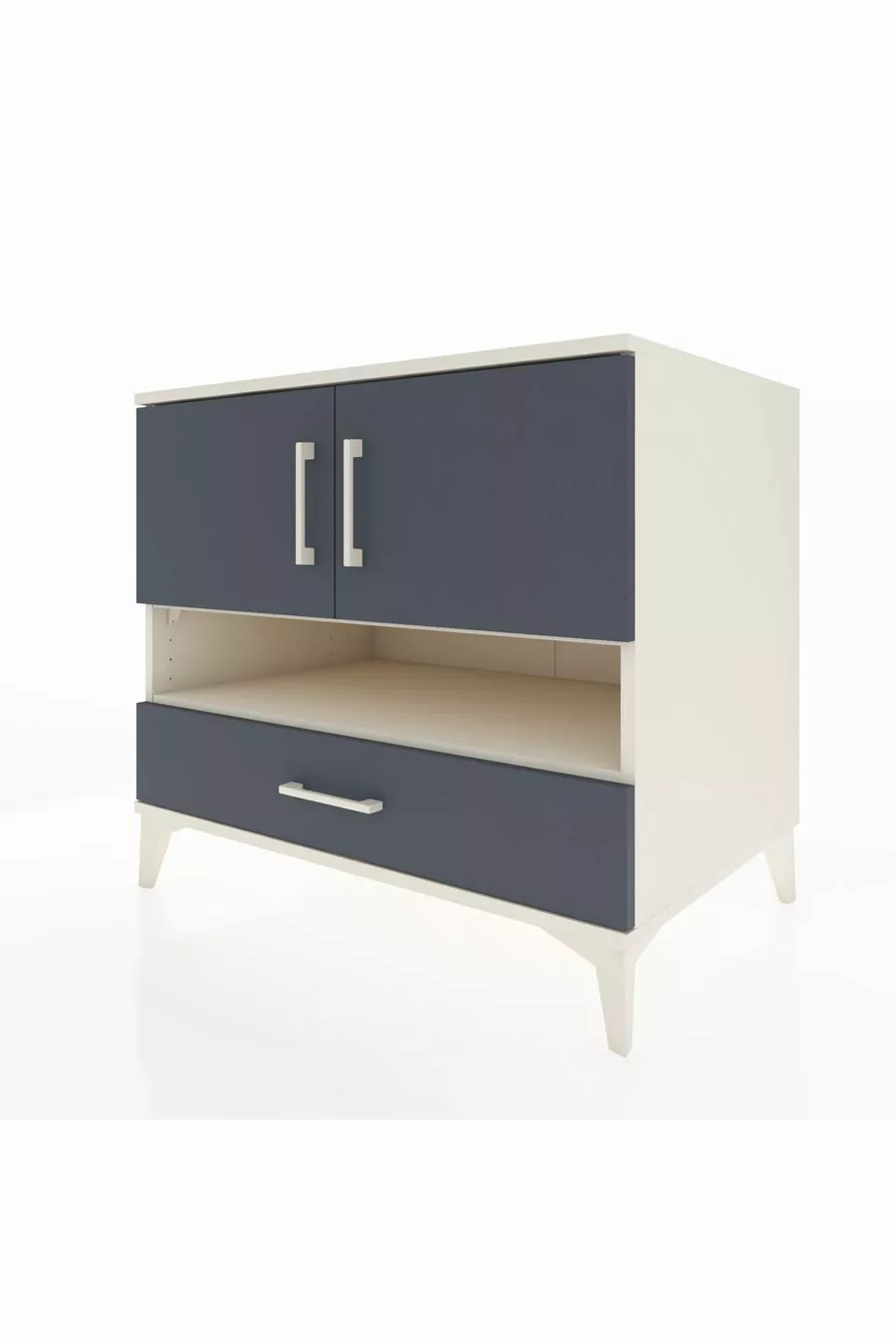 Commode Kronos avec 3 étagères, 1 tiroir et 2 portes, Pierre de Lune-Anthracite