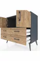 Commode Hyperion avec 2 étagères, 4 tiroirs et 2 portes, Anthracite-Sapin