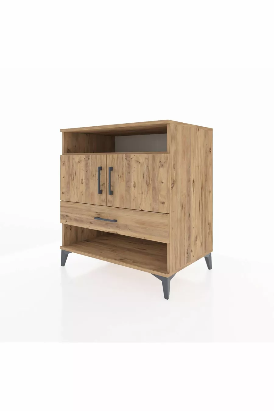 Commode Kronos 3 étagères 1 tiroir 2 portes Pin-Pin