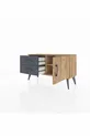 Commode Arges avec une seule étagère, 2 tiroirs et une porte, Pin-Pin/Anthracite