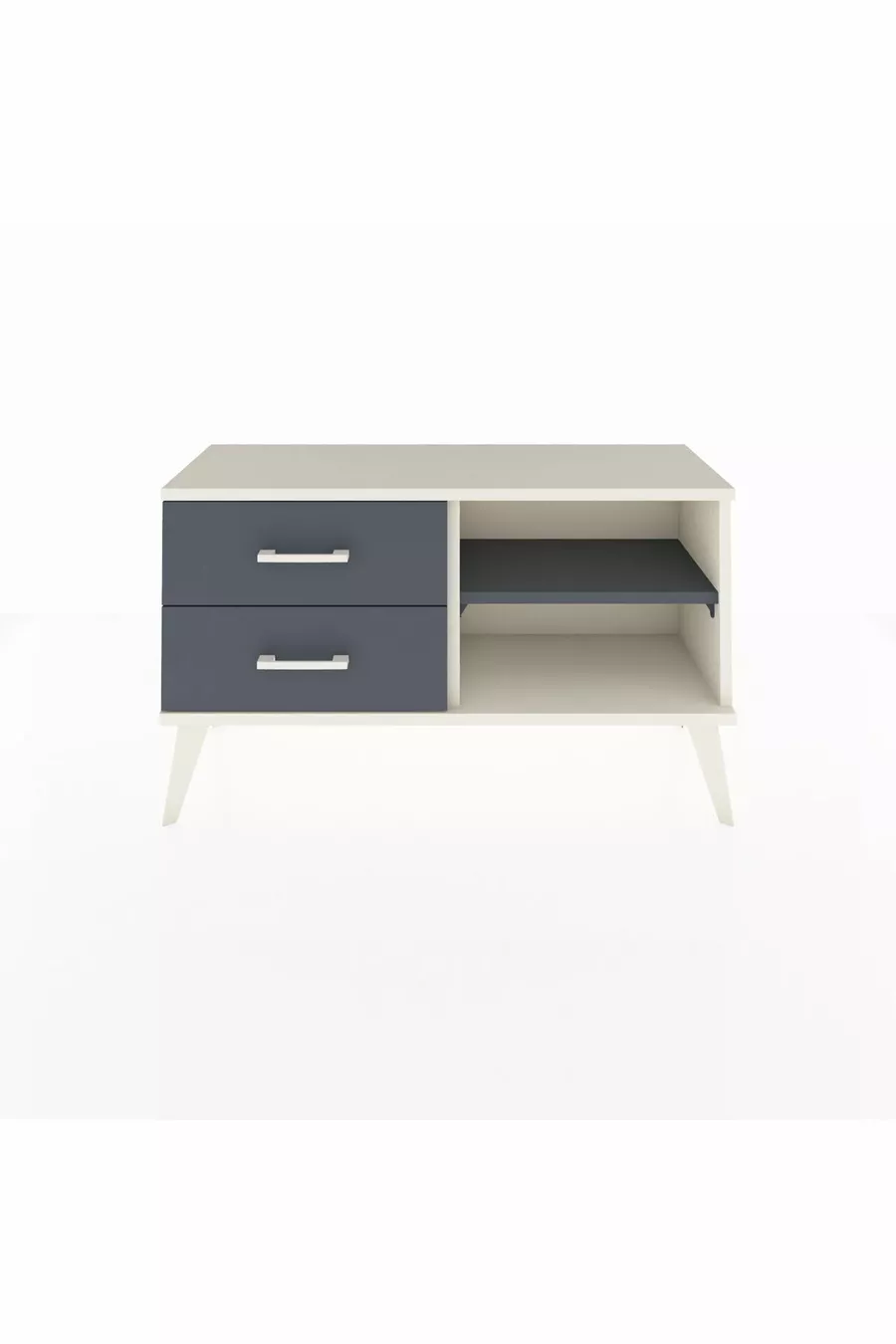 Commode Arges à une étagère et 2 tiroirs en pierre d'onyx - Anthracite