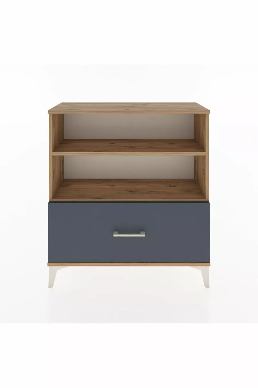 Commode Arges 2 étagères 1 tiroir Pin-Anthracite