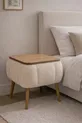 Table de chevet Lina Sandıklı, table de chevet moderne avec pieds en bois recouverts de tissu Teddy