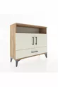 Commode Arges avec 3 étagères, 1 tiroir et 2 portes, en pin-pierre d'ardoise
