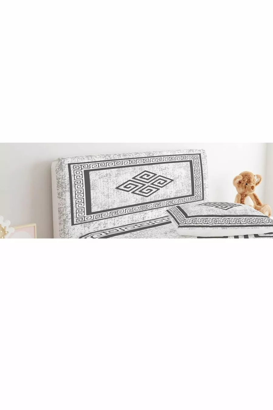 Housse de tête de lit à motif losange décoratif vieilli