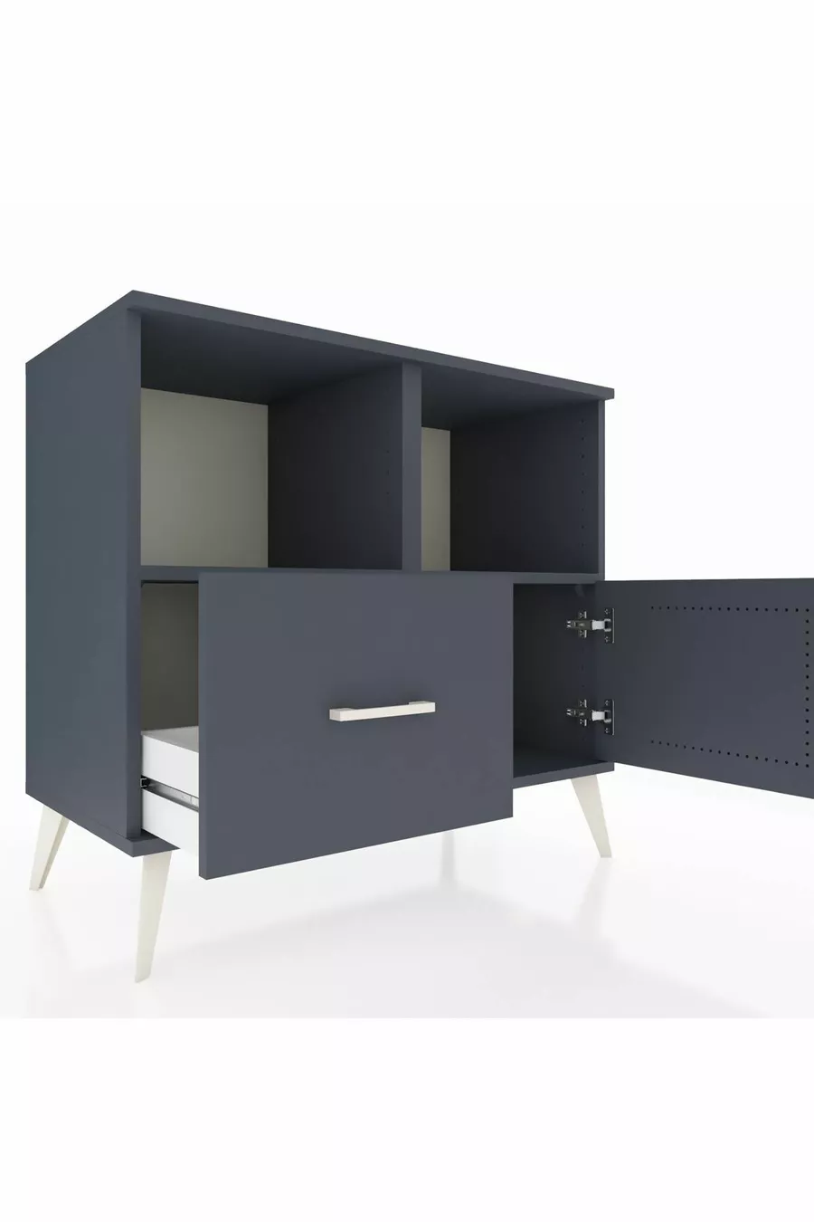 Commode Hyperion 2 étagères, 1 tiroir, 1 porte, Anthracite-Anthracite
