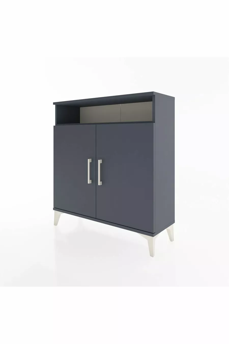 Commode Arges 3 étagères 2 portes Anthracite-Anthracite