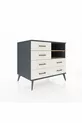 Commode Kronos 2 étagères 6 tiroirs Anthracite-Sapin/Mer de pierre