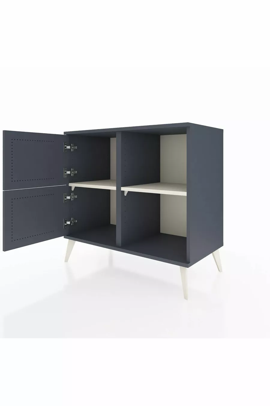 Commode Hyperion 2 étagères 2 portes Anthracite-Anthracite/Gris pierre