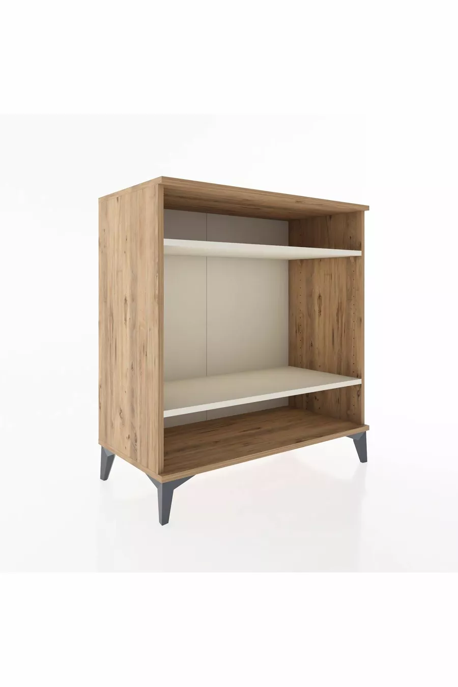 Commode Hyperion à 2 étagères en pin et travertin