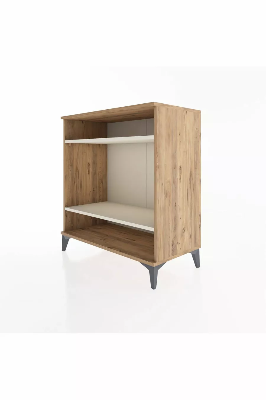 Commode Hyperion à 2 étagères en pin et travertin