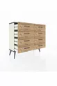 Commode Arges 8 tiroirs Pierre d'Agate-Anthracite/Pin