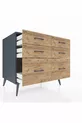 Commode Kronos 6 tiroirs Anthracite-Anthracite/Pin