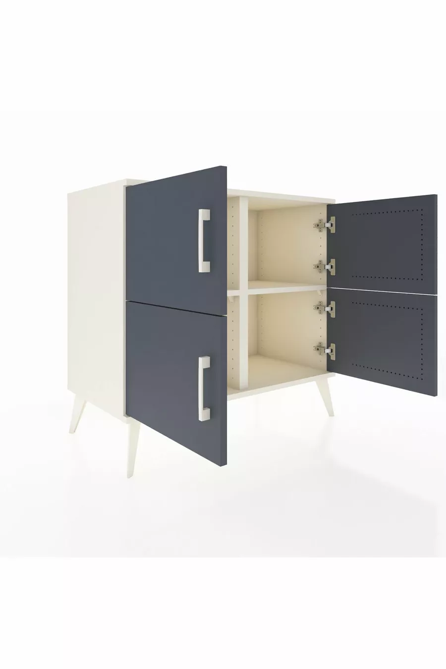 Commode Hyperion 2 étagères 4 portes Pierre de lune-Anthracite/Pierre de lune