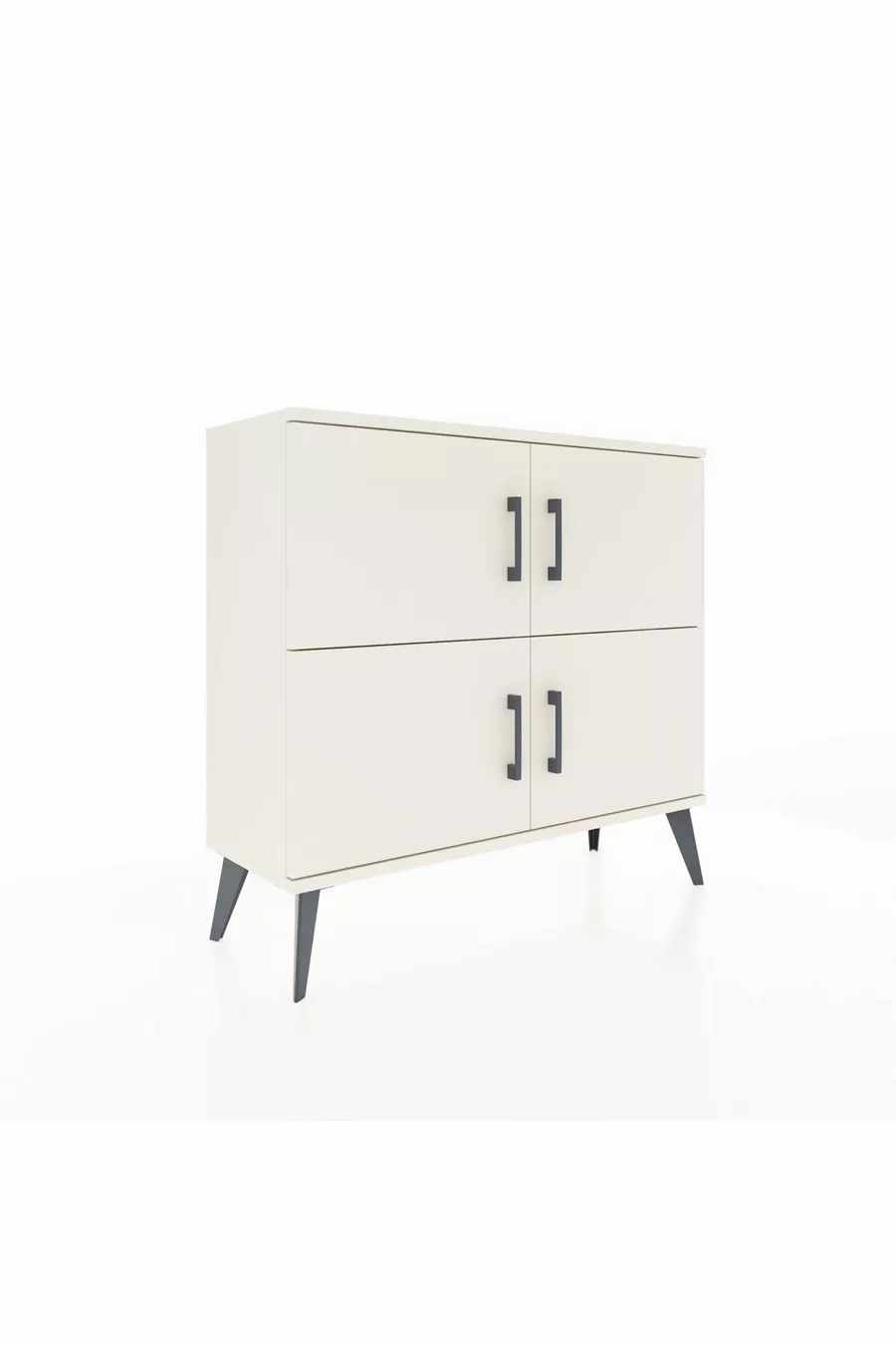 Commode Arges 2 étagères 4 portes Pierre de lune/Pin