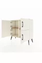 Commode Arges 2 étagères 4 portes Pierre de lune/Pin
