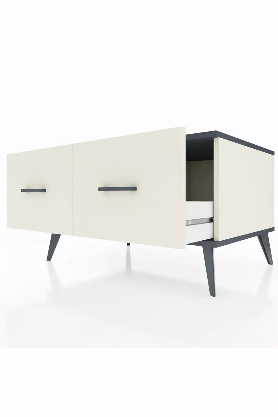 Commode Kronos 2 tiroirs Pierre de Lune-Anthracite/Pierre de Lune