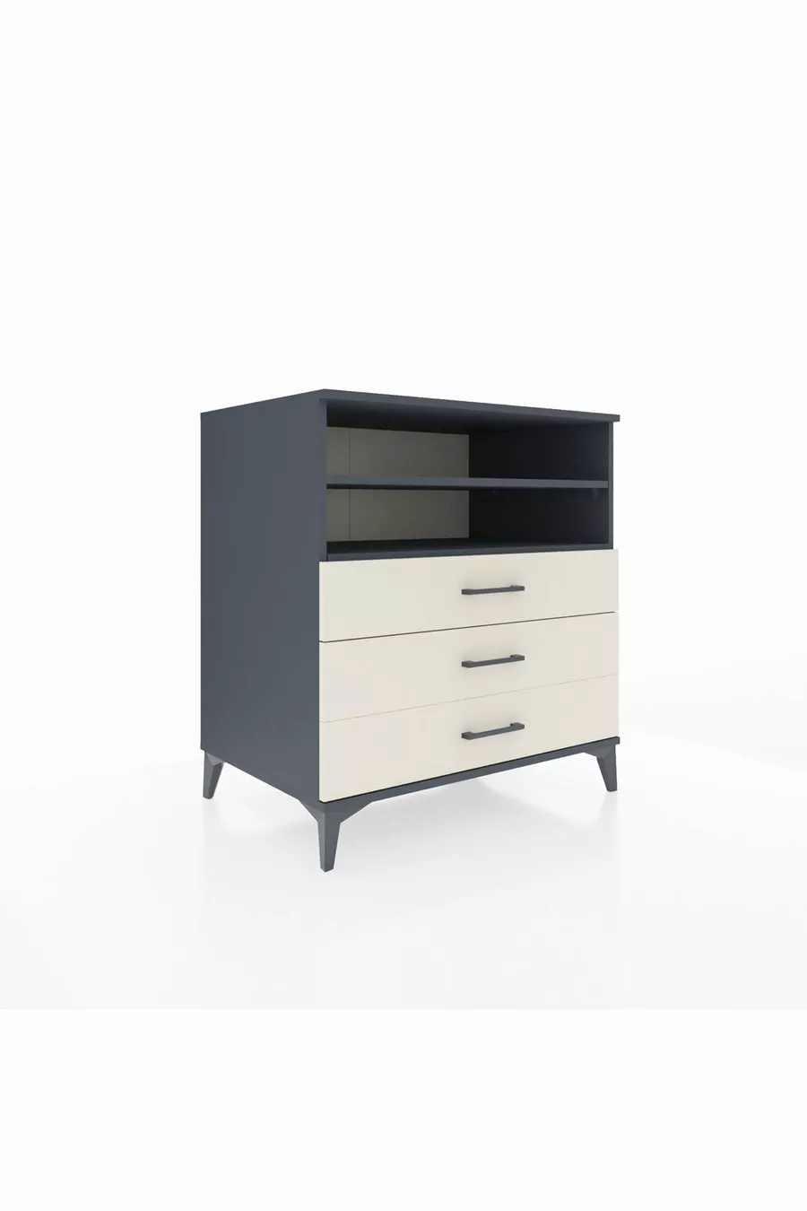 Commode Kronos 2 étagères 3 tiroirs Anthracite-Pierre de Lune