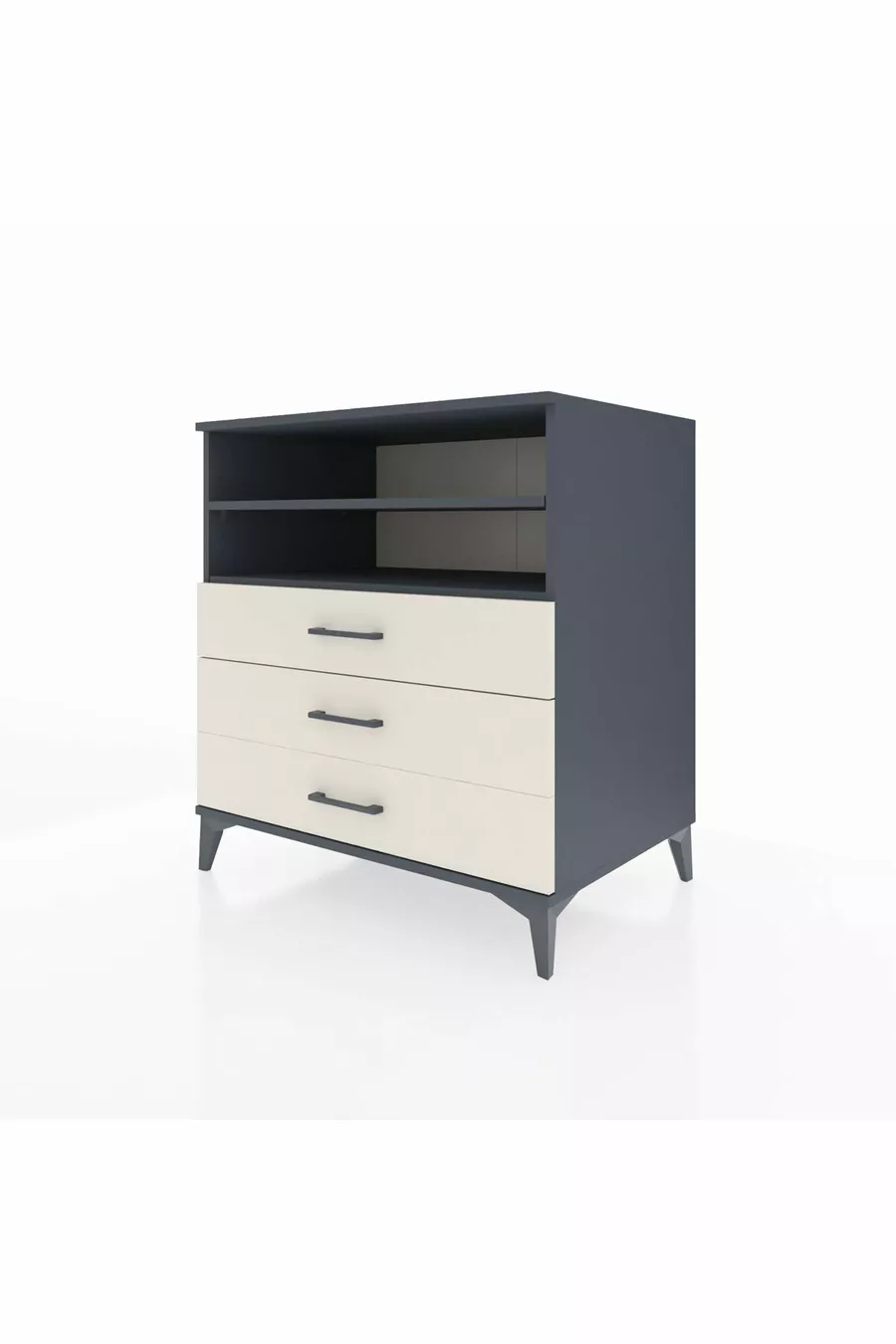 Commode Kronos 2 étagères 3 tiroirs Anthracite-Pierre de Lune