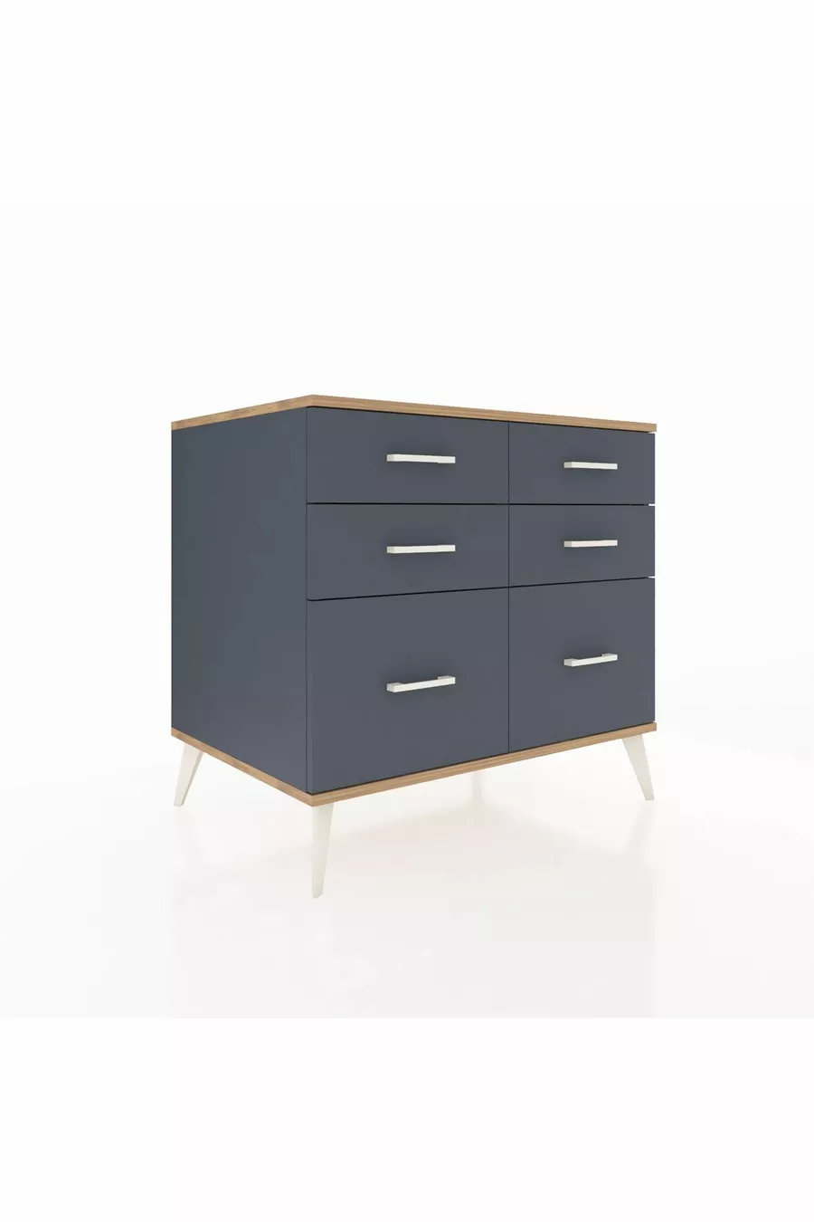 Commode Kronos 6 tiroirs Anthracite-Cèdre/Anthracite