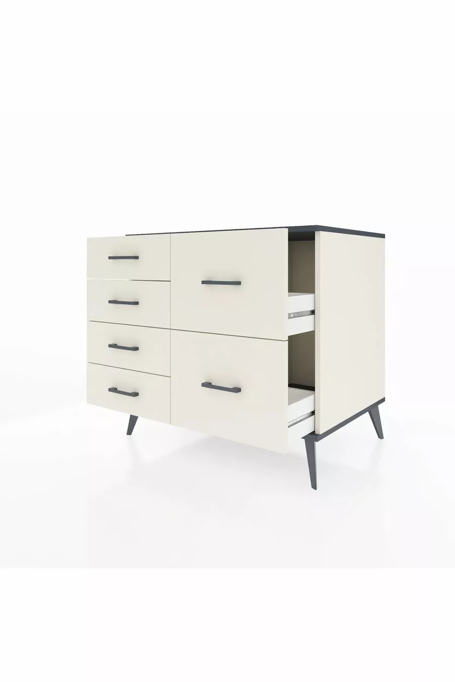 Commode Kronos 6 tiroirs Pierre de lune-Anthracite/Pierre de lune