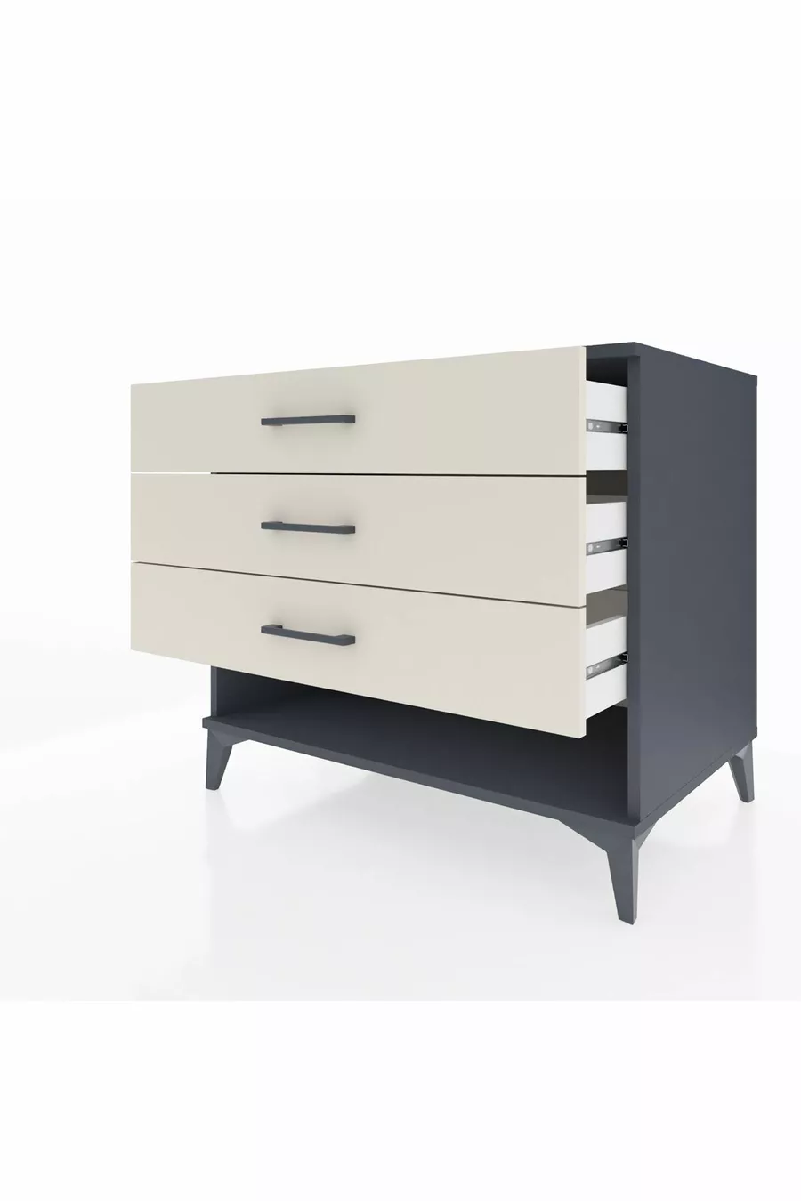Commode Kronos 3 tiroirs Anthracite-Pierre de lune
