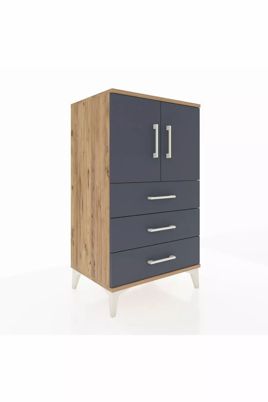 Commode Hyperion à 2 étagères, 3 tiroirs, 2 portes, pin-anthracite