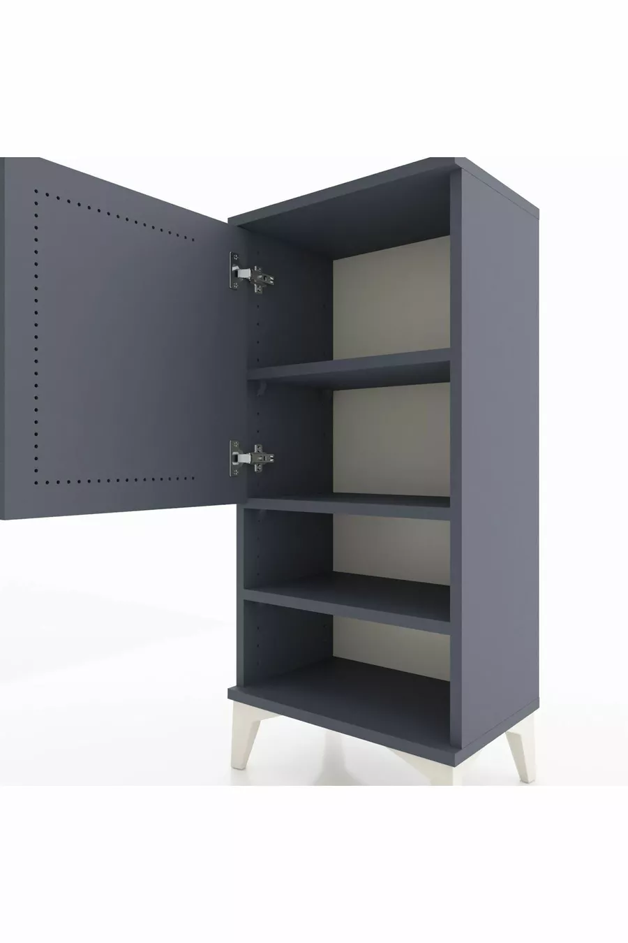 Table de chevet Arges à 3 étagères avec 1 porte, anthracite-anthracite